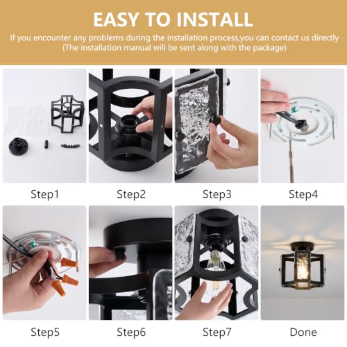 Modern Flush Mount Ceiling Light with Metal and Glass Frame