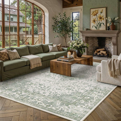 Green 9x12 Area Rug Washable for Living Room (Y|green / 9' x 12' (Rectangular))
