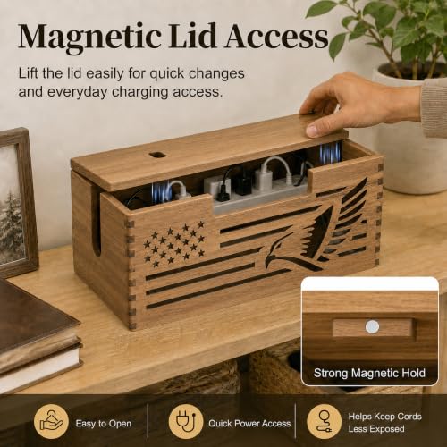Acacia Wood Cable Management Box