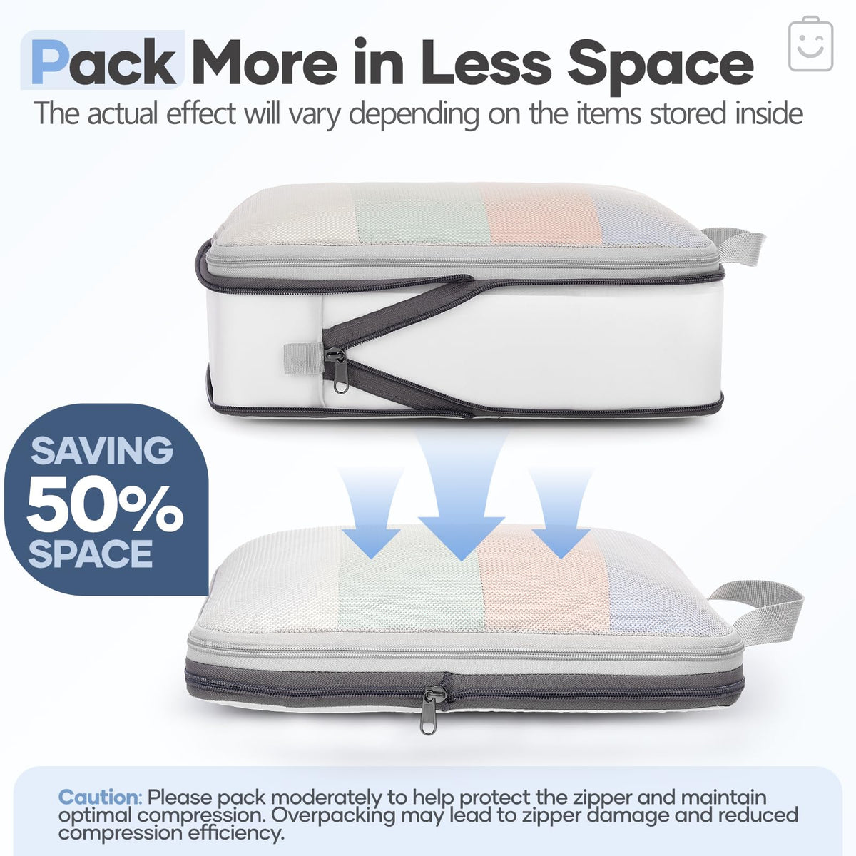 Compression Packing Cubes for Travel Essentials (White / 11 set)