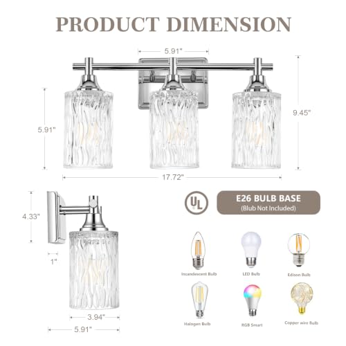 Modern 3 Light Bathroom Light Fixtures (Chrome / 3-light)