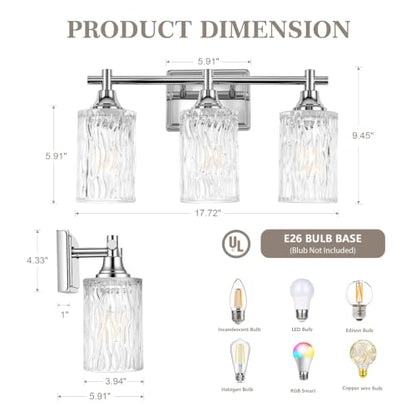 Modern 3 Light Bathroom Light Fixtures (Chrome / 3-light)