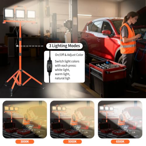 30000LM LED Work Light with Stand and Wheels 3