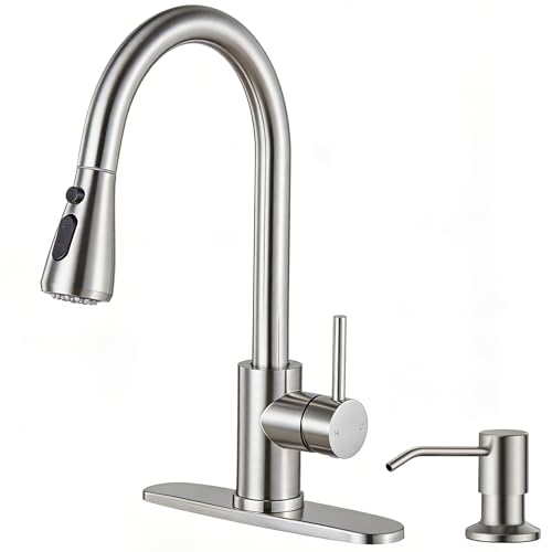 Kitchen Faucets with Soap Dispenser (Silver)