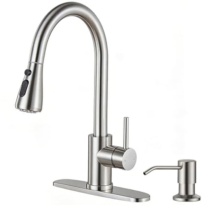 Kitchen Faucets with Soap Dispenser (Silver)