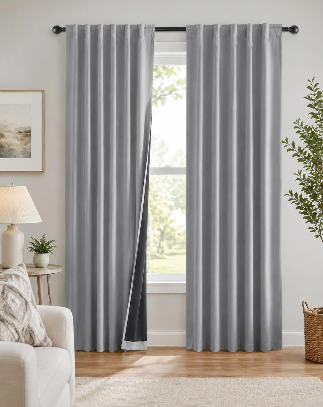 100% Blackout Curtains for Bedroom (100% Blackout-light Grey / 52"W x 96"L (Pack of 2))