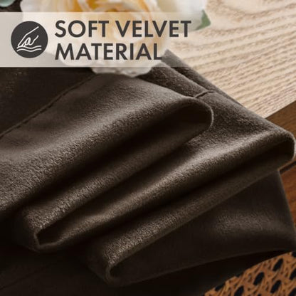 Brown Velvet Curtains 4 Panels Set Back Tab 40 x 84 Inch Long (Brown / 40"W x 84"L (Pack of 4))