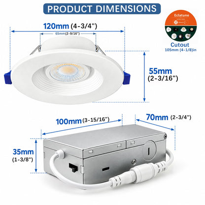 4 Inch LED Eyeball Gimbal Recessed Light (1P-White / 4 Inches Anti-glare)