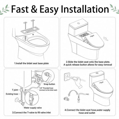 Electric Bidet Toilet Seat Elongated with Warm Water Wash