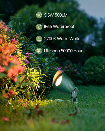 2Pack LED Landscape Spotlight (Green-Warm White)