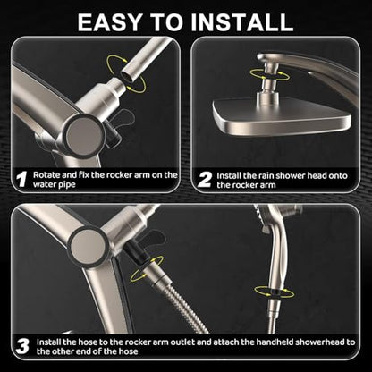 12 Inch High Pressure Rain Shower Head with Handheld Spray Combo (Brushed Nickel)