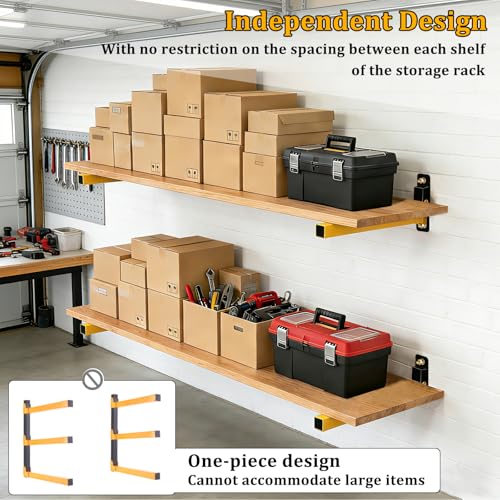 Lumber Storage Rack Heavy Duty Wall Mount Storage Shelves Sturdy Garage Shelving Freestanding Metal Firewood Rack DIY friendly Wall Storage for Indoor & Outdoor