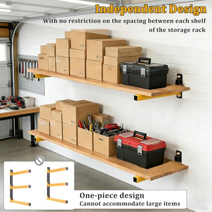 Lumber Storage Rack Heavy Duty Wall Mount Storage Shelves Sturdy Garage Shelving Freestanding Metal Firewood Rack DIY friendly Wall Storage for Indoor & Outdoor