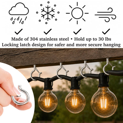 304 Stainless Steel 2 Inch Screw Eye Hooks with Driver Bit (Original / 12 PCS)