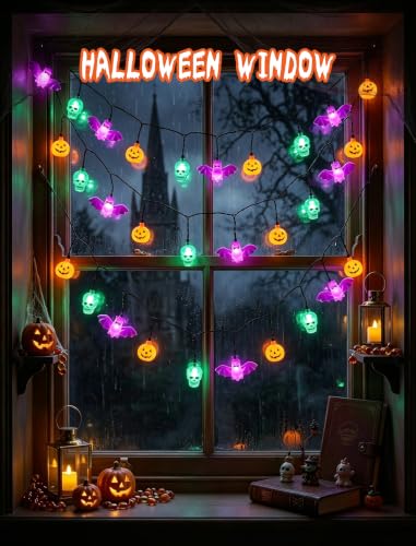 8.5FT Halloween Pumpkin Skull Bat String Lights (Pumpkin Skull Bat)
