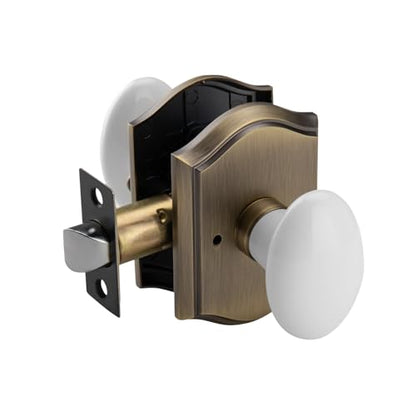 White Door Knobs with Gold Camelot Trim