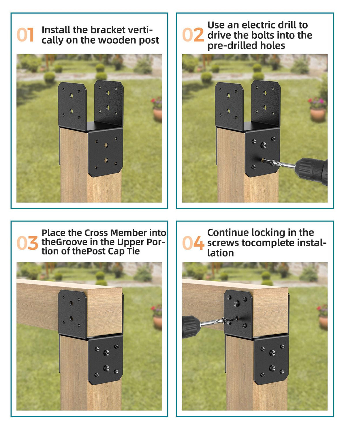 4x4 Post Bracket Kit for Wood Posts (Black)