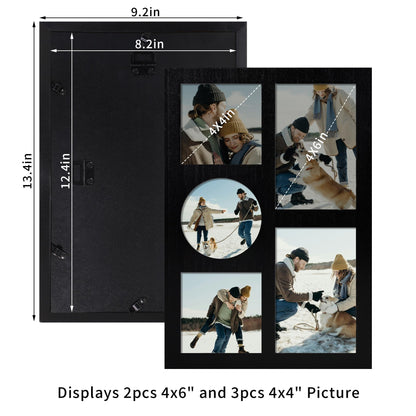 Picture Frame Collage for 4x6 and 4x4 Photos (Rustic Black / 9x13in (1Pack))