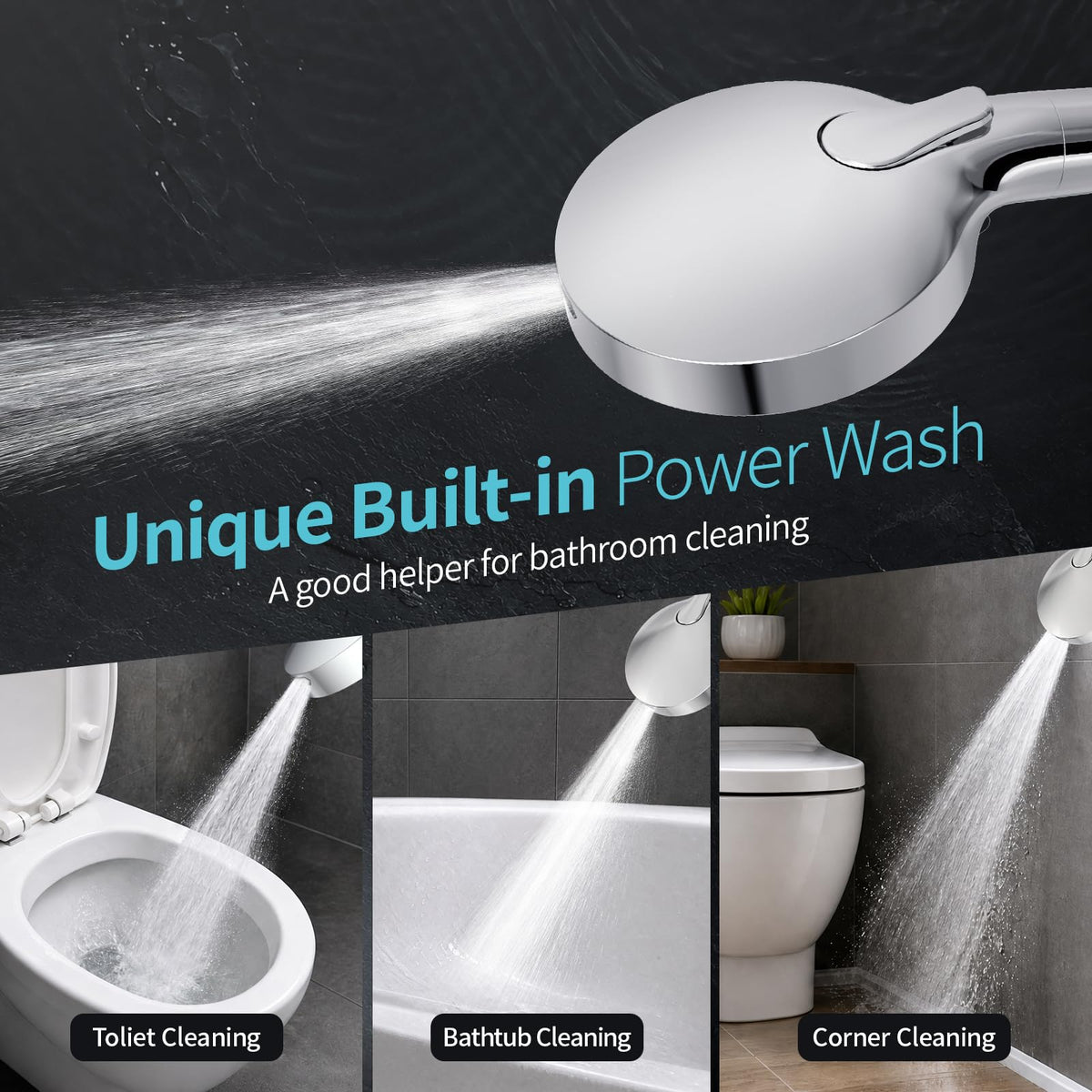 High Pressure Filtered Handheld Shower Head 9 Spray（4 filters） (2.5 Gallon Per Minute+4 Filters / Chrome)