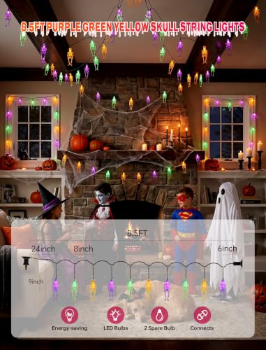 8.5Ft Outdoor Halloween Skeleton String Light (Skeleton)