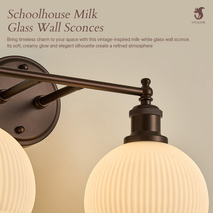 2 light Bathroom Vanity Light Oil Rubbed Bronze Hardwired Wall Sconce (ORB & Ribbed Dome Shade / 2-light)