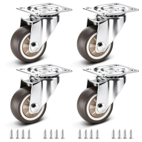 1.5" Silent Rubber 360 Degree Swivel Plate Casters (1.5" (no brake))