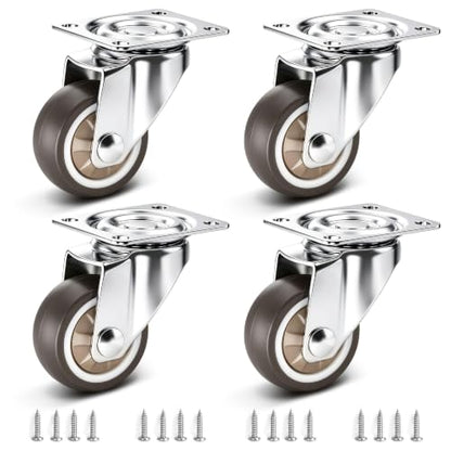 1.5" Silent Rubber 360 Degree Swivel Plate Casters (1.5" (no brake))