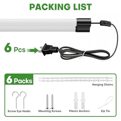 6 Pack) T5 LED Shop Light, 4FT 4500LM Garage Lighting, 45W (150W Equivalent), 6500K Linkable Integrated Light Fixture with ON/OFF Switch, Hanging or Ceiling Mount Bright White Light for Workshop (6 Pack)
