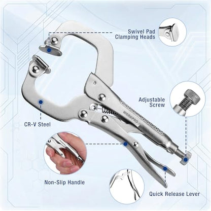 Locking C Clamp with Swivel Pads