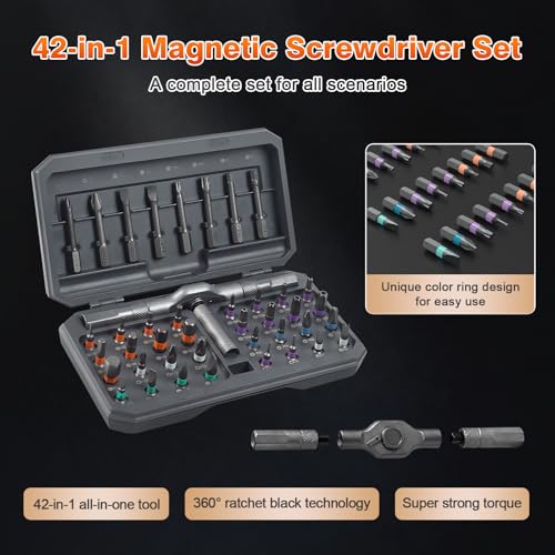 42 in 1 Magnetic Ratchet Screwdriver Set With Case (42 in 1)
