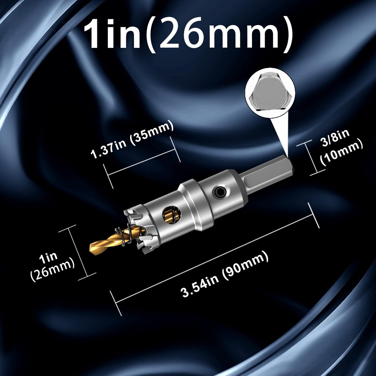 1" (26mm) TCT Hole Saw for Stainless Steel, Iron & Metal (1" (26mm))