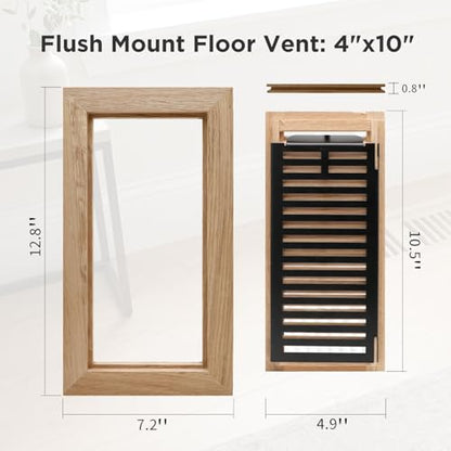 4x10 Inch Oak Floor Register (4x10 / White-1pcs)