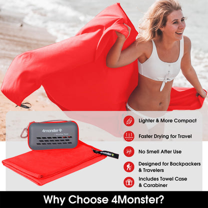 Quick Dry Microfiber Towel (Red / 20.00" x 12.00")