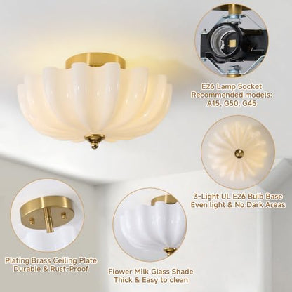 Milk Glass Schoolhouse Ceiling Light