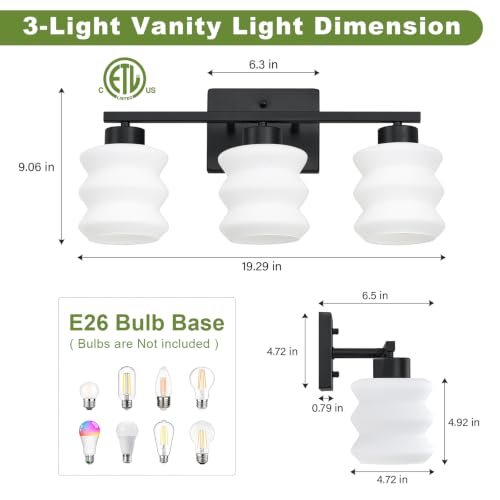 Modern Bathroom Light Fixtures (Black / 3-Light)