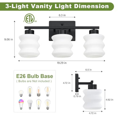 Modern Bathroom Light Fixtures (Black / 3-Light)