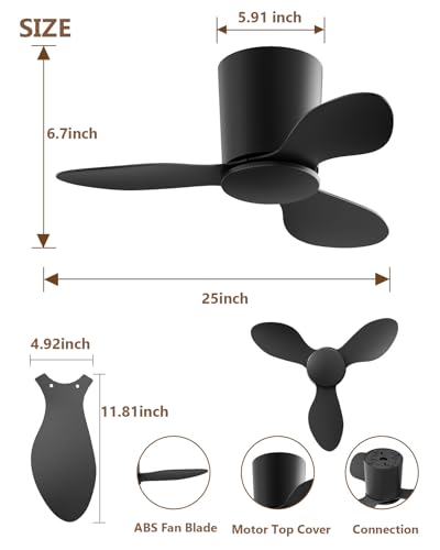 Ceiling Fan No Light 25In Flush Mount Ceiling Fans Without Lights 6