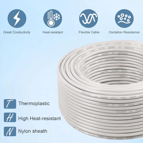 THHN Wire 14 Gauge 50FT (14 Gauge 50FT / White)