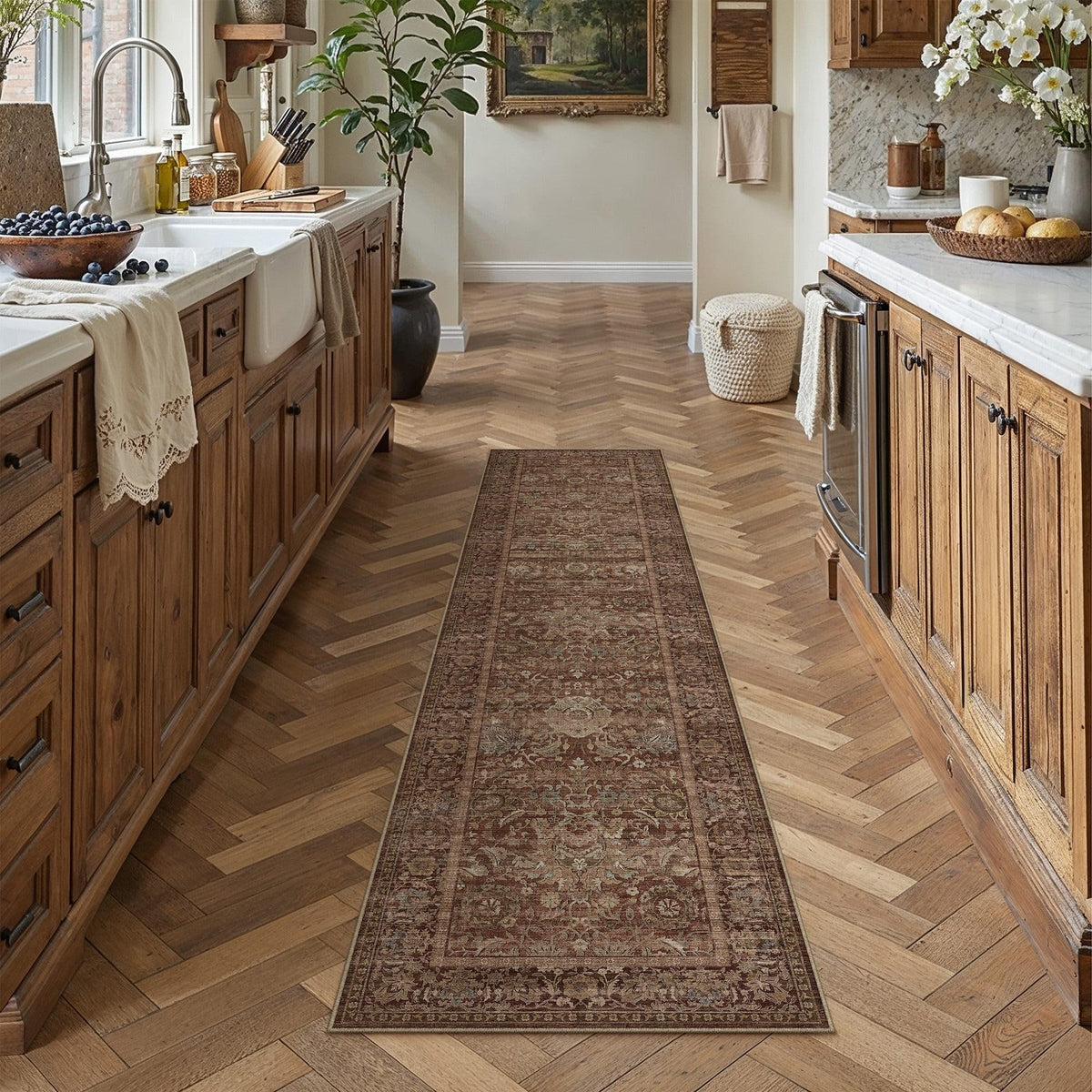 Hallway Runner Rugs 2x8 Rust Red Vintage Rug (Retro | Rust Red / 2' x 8' (Runner))