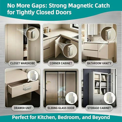 8 Pack Magnetic Cabinet Door Catch (Silver)