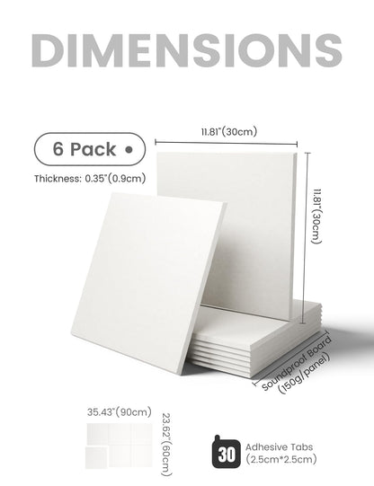 Felt Bulletin Board & Cork Board Alternative 36'' x 24'' (Milky White-1 / Solid tile 6-pack)