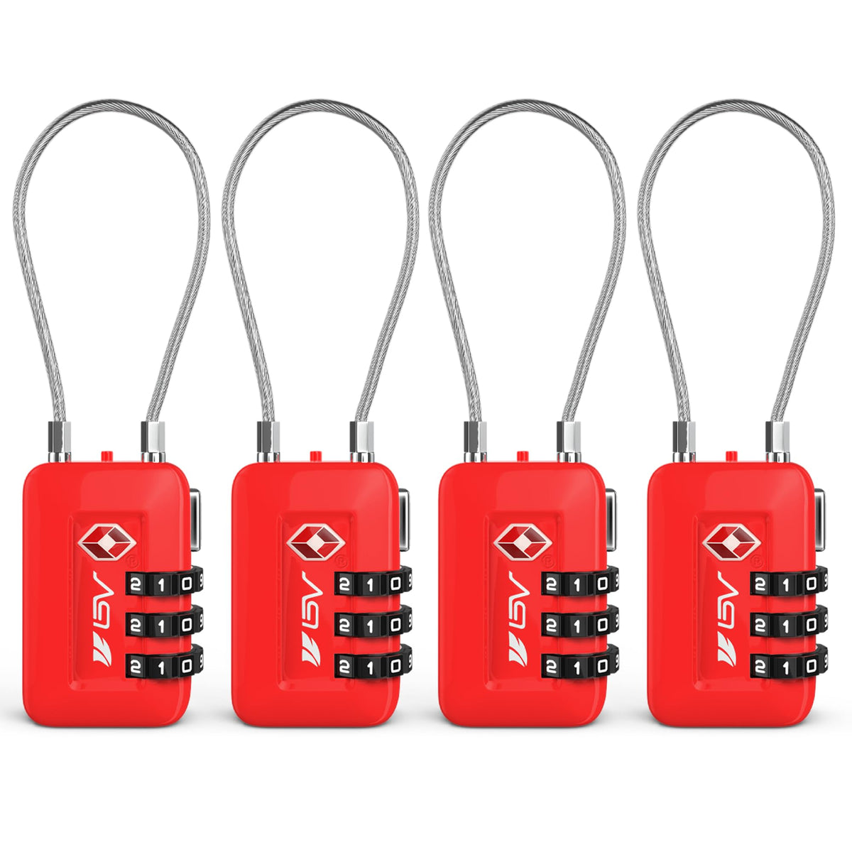Luggage Locks TSA Accepted (Red 4-Pack)