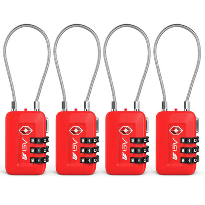 Luggage Locks TSA Accepted (Red 4-Pack)