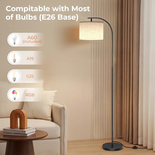 Floor Lamp with Linen Shade (Beige)