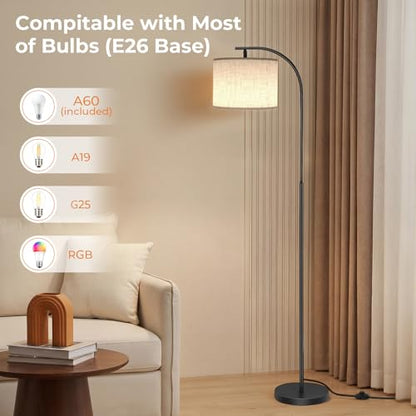 Floor Lamp with Linen Shade (Beige)