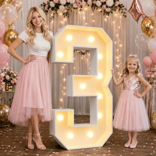 2.4FT Warm White Marquee Light Up Numbers