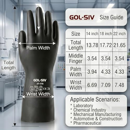 Chemical Resistant Heavy Duty Latex Gloves 6 Pairs