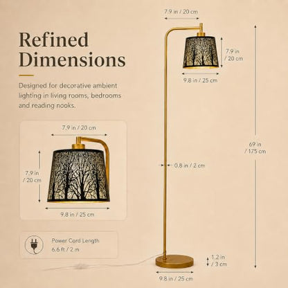Farmhouse Floor Lamp with Black & Gold Metal Shade
