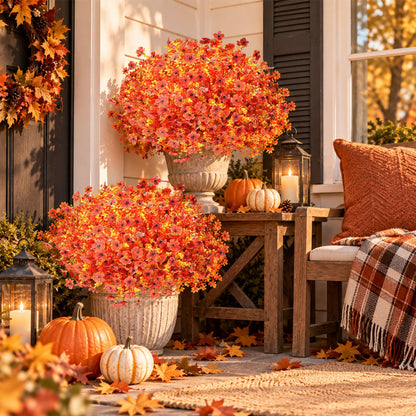 24Pcs Artificial Fall Flowers for Outdoors UV Resistant Decor