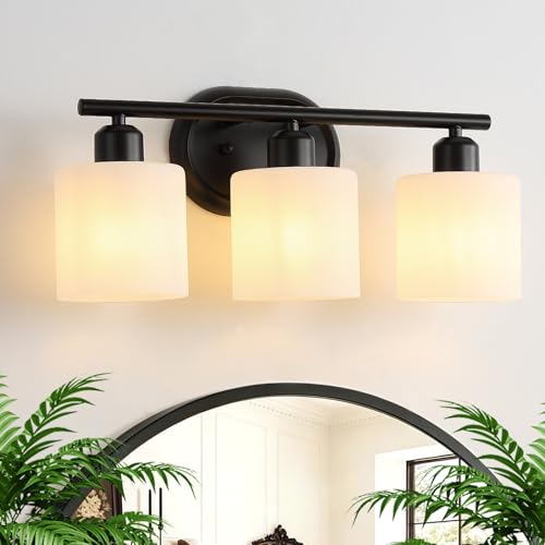 Bathroom Vanity Light with Milky White Frosted Glass Shades